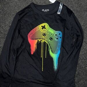 Children’s Place Black Shirt with Vibrant Controller Design